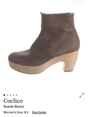 Coclico Women's Brown Suede Platform Ankle Boots Shearling Lined 8.5